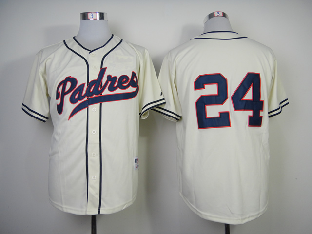Men San Diego Padres #24 Maybin White Throwback 1948 MLB Jerseys->san diego padres->MLB Jersey